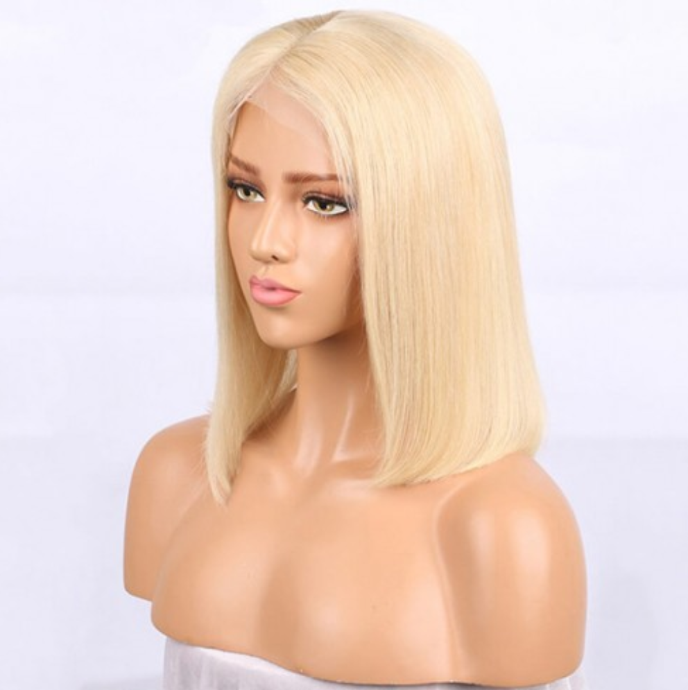 Uniquely Tamed Hair #613 blonde Brazilian hair straight lace front bob wig 