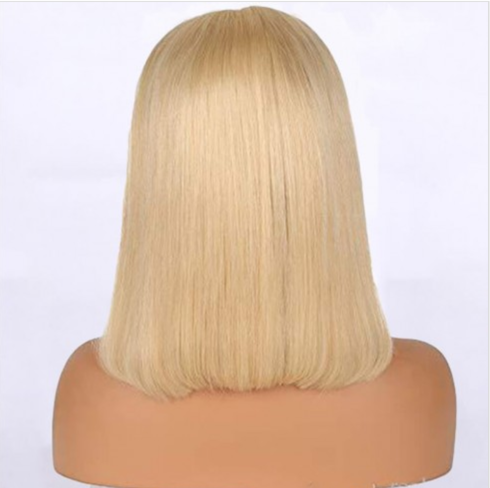 Uniquely Tamed Hair #613 blonde Brazilian hair straight lace front bob wig 