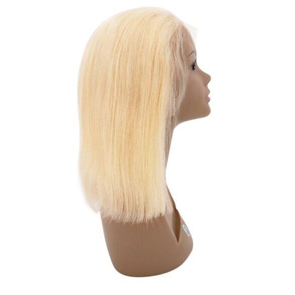 Image for a #613 Blonde straight bob wig on a wig head with white background | Uniquely Tamed Hair