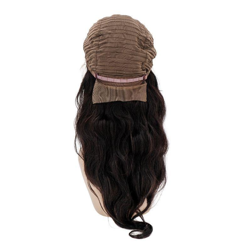 Image of a wig head with white background wearing a Luxurious virgin hair body wave lace front wig | Uniquely Tamed Hair