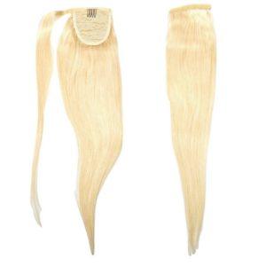 Image of a #613 blonde Brazilian virgin hair ponytail with white background | Uniquely Tamed Hair